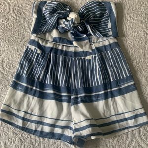 Blue and white romper